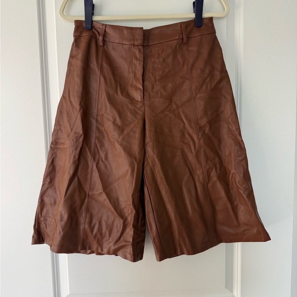 Avec Les Filles Brown Faux Leather Skirt